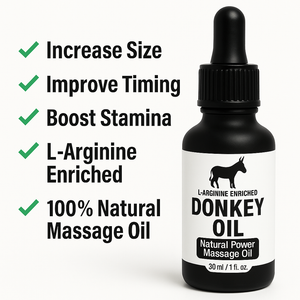 Donkey Oil – L-Arginine Enriched Massage Oil for Men | Boost Size, Timing & Stamina – 30ml