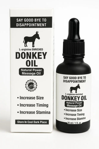 Donkey Oil – L-Arginine Enriched Massage Oil for Men | Boost Size, Timing & Stamina – 30ml